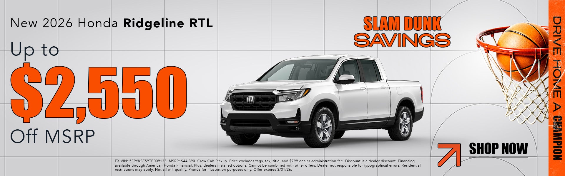 New 2026 Ridgeline RTL