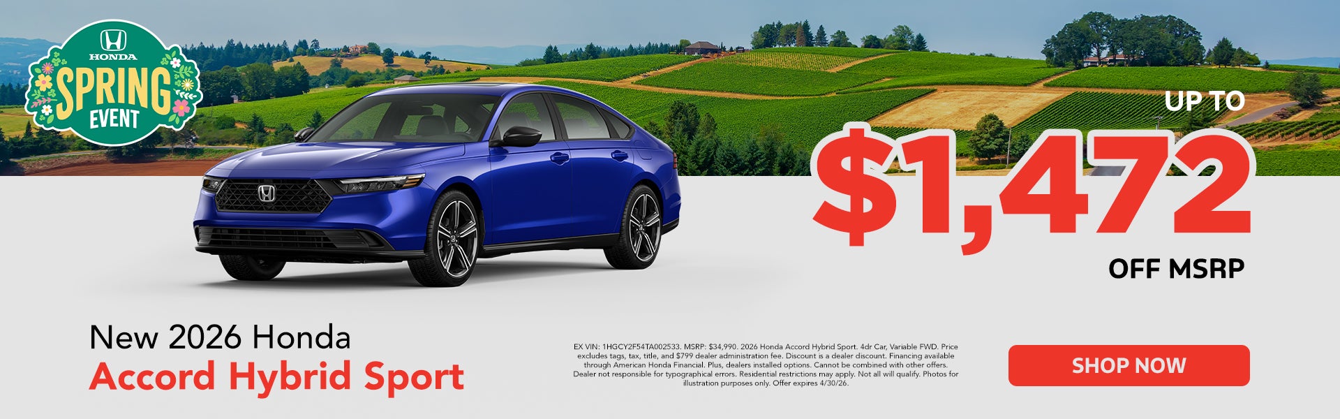 New 2026 Honda Accord Hybrid Sport