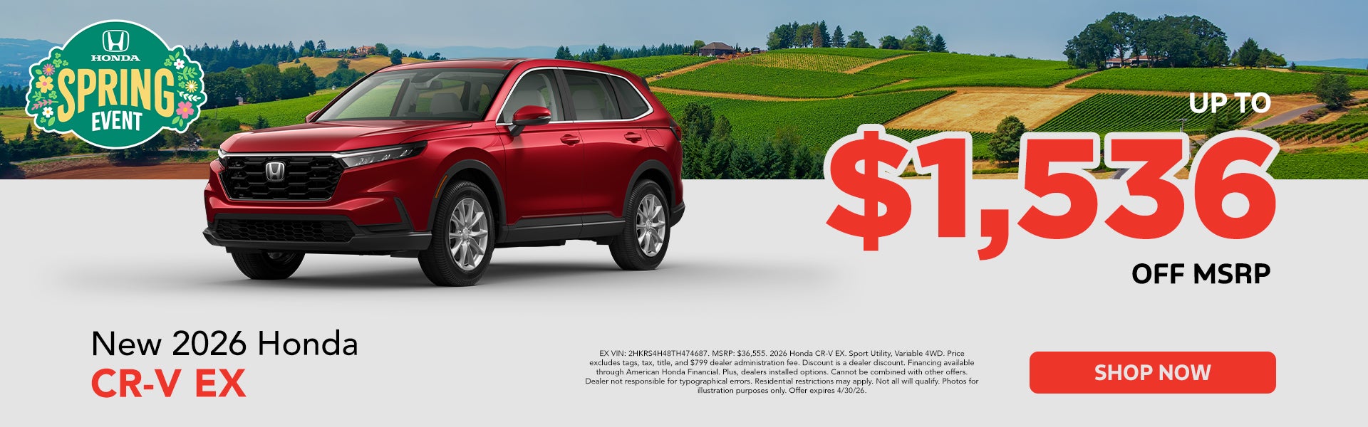 New 2026 Honda CR-V EX